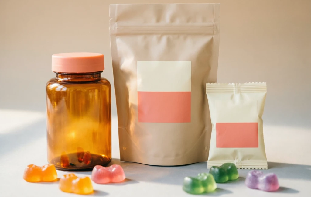 Custom creatine gummies packaging — bottles, pouches and sachets