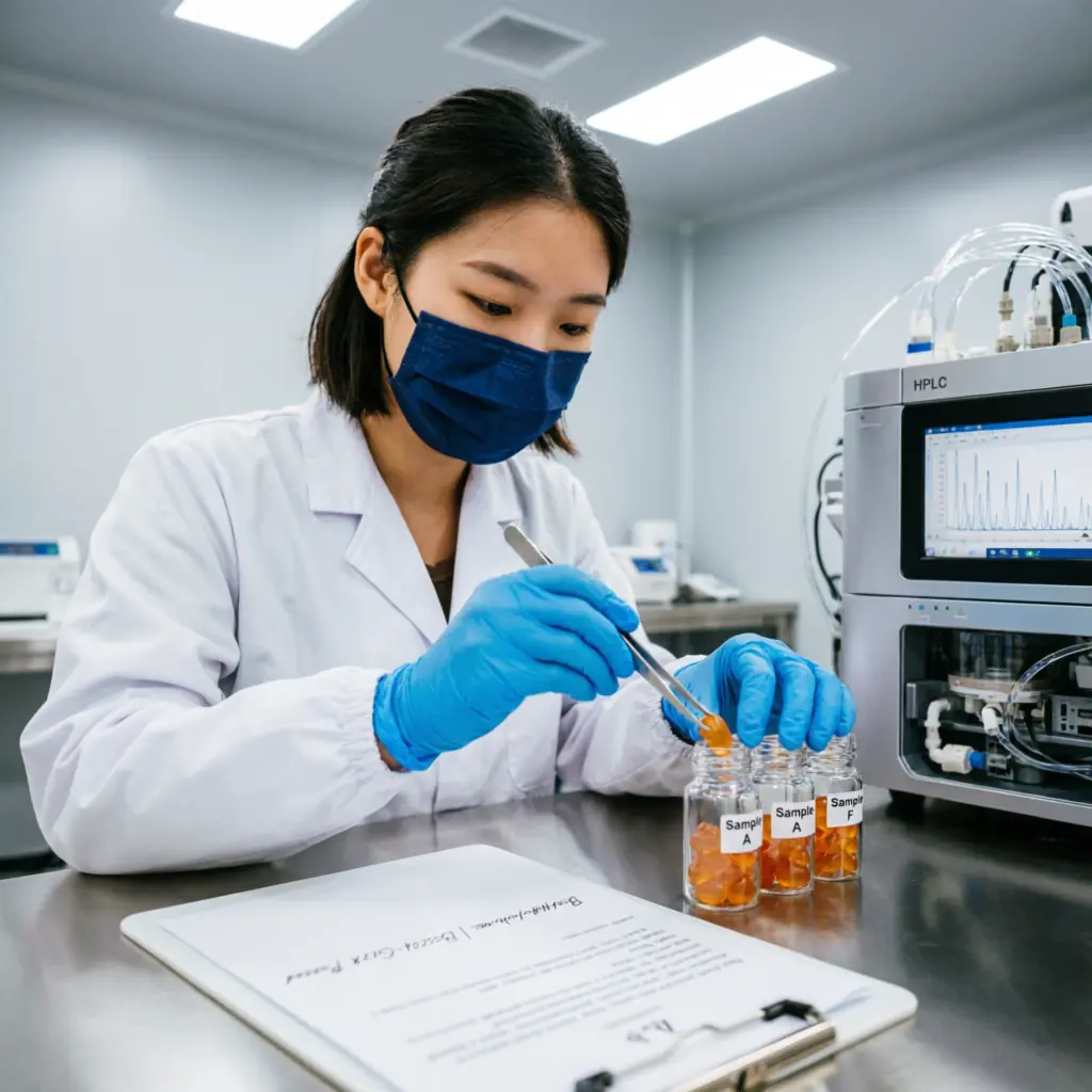 Creatine gummies quality control testing laboratory