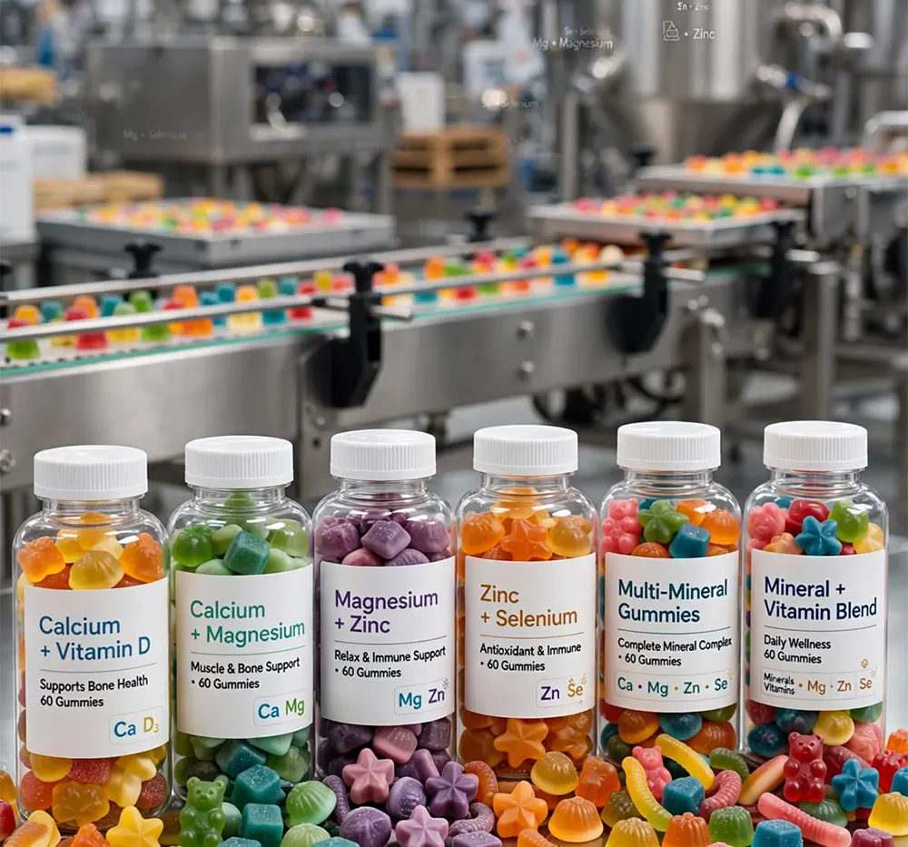 Custom multi-mineral gummy formulations combining minerals and vitamins