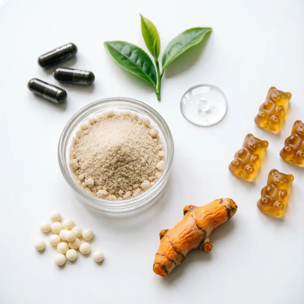 Joint health gummy ingredients including glucosamine powder and gummy bears