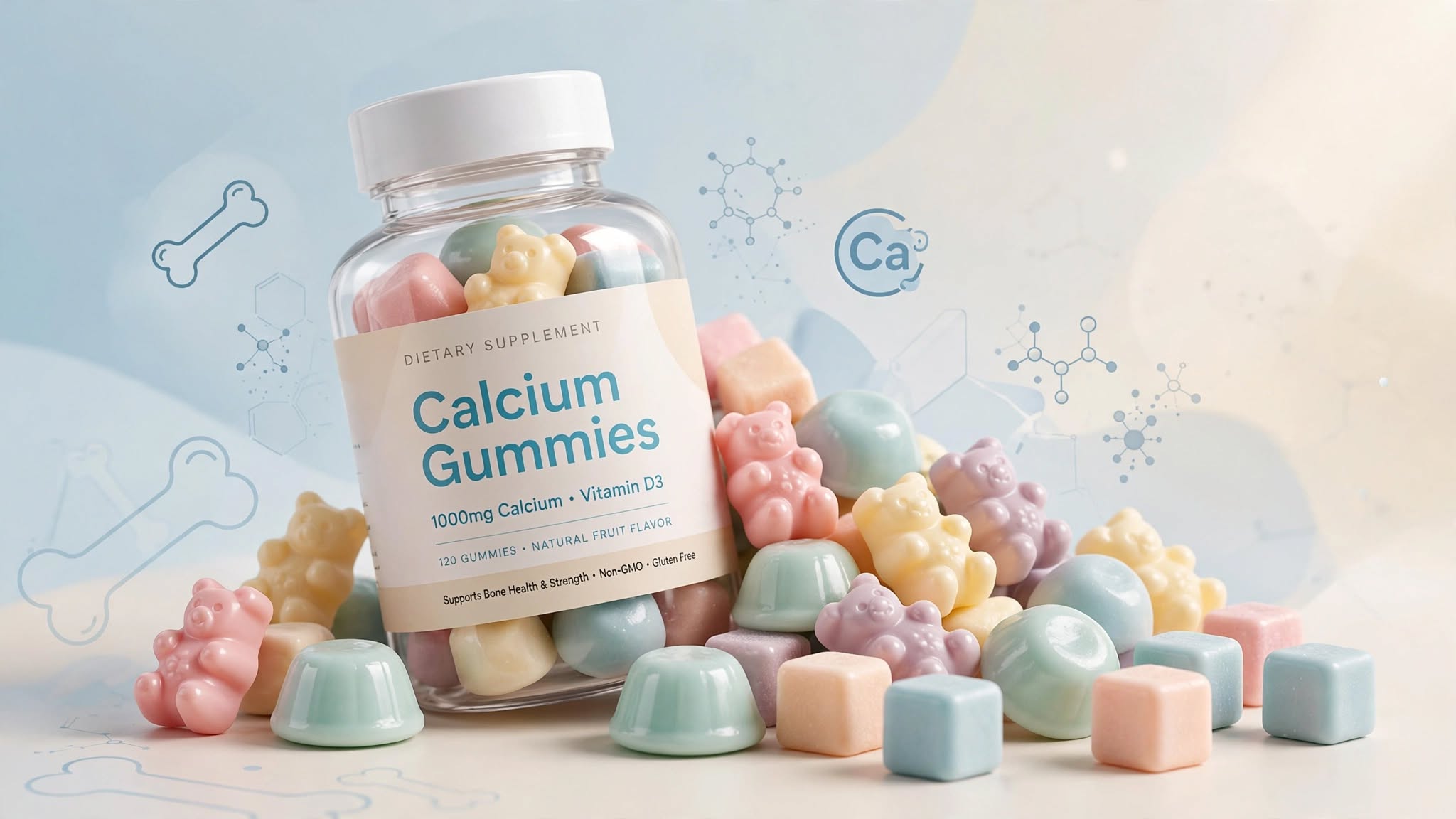 Private label calcium gummies for bone and nutritional wellness products