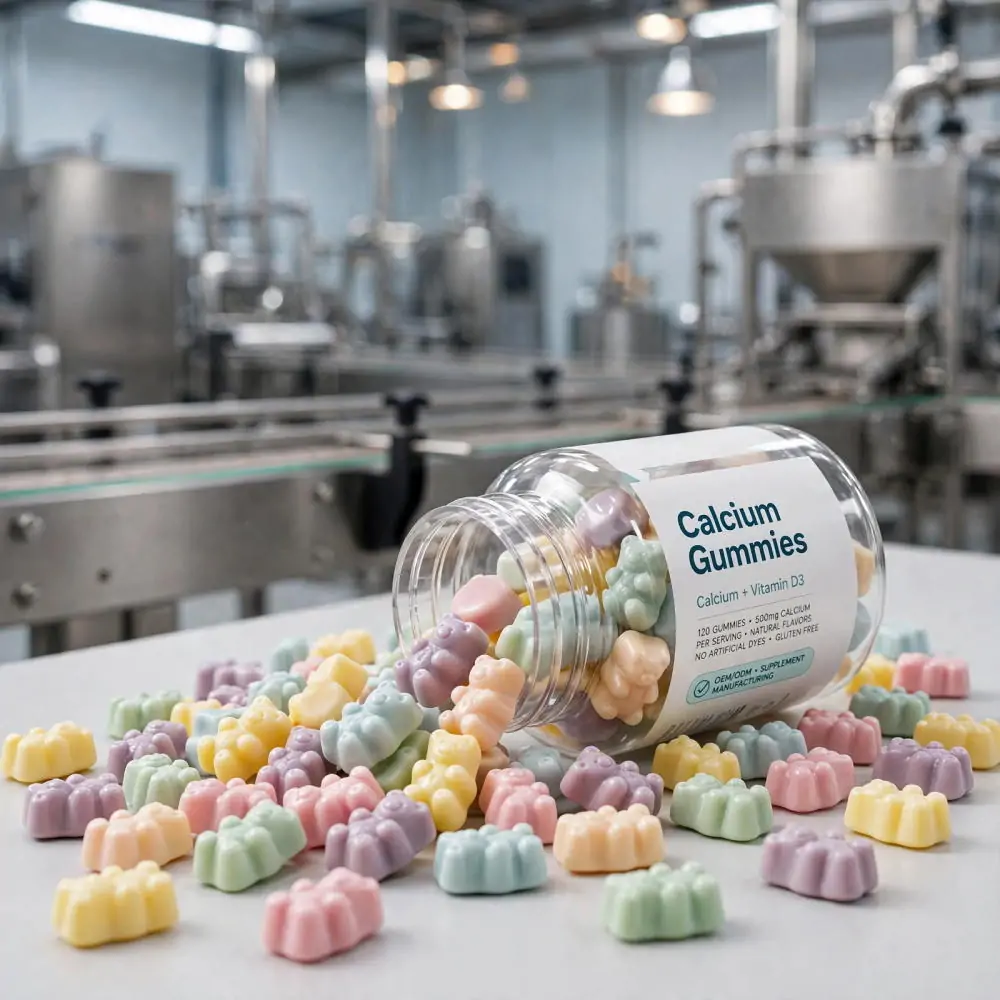Premium calcium gummies supplement manufacturing facility with professional R&D and quality control