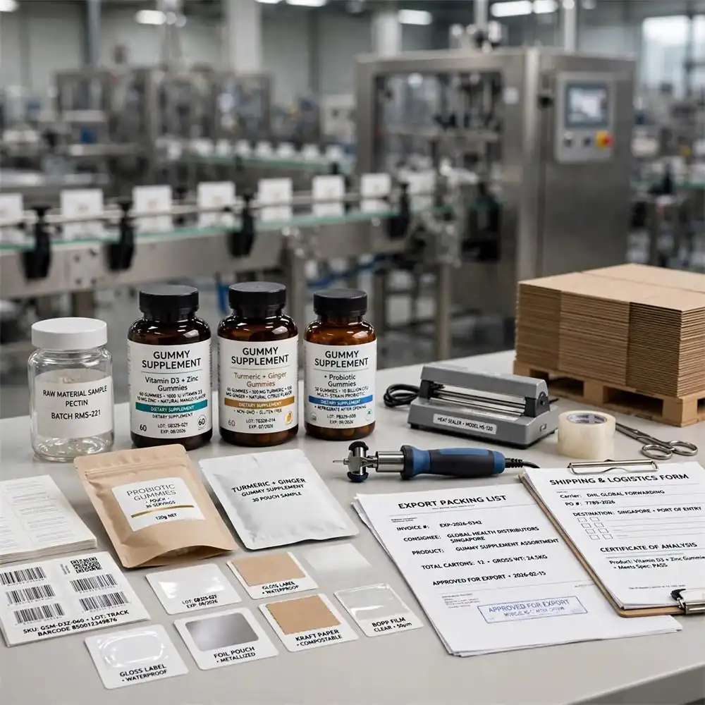 Various gummy packaging solutions including bottles and pouches